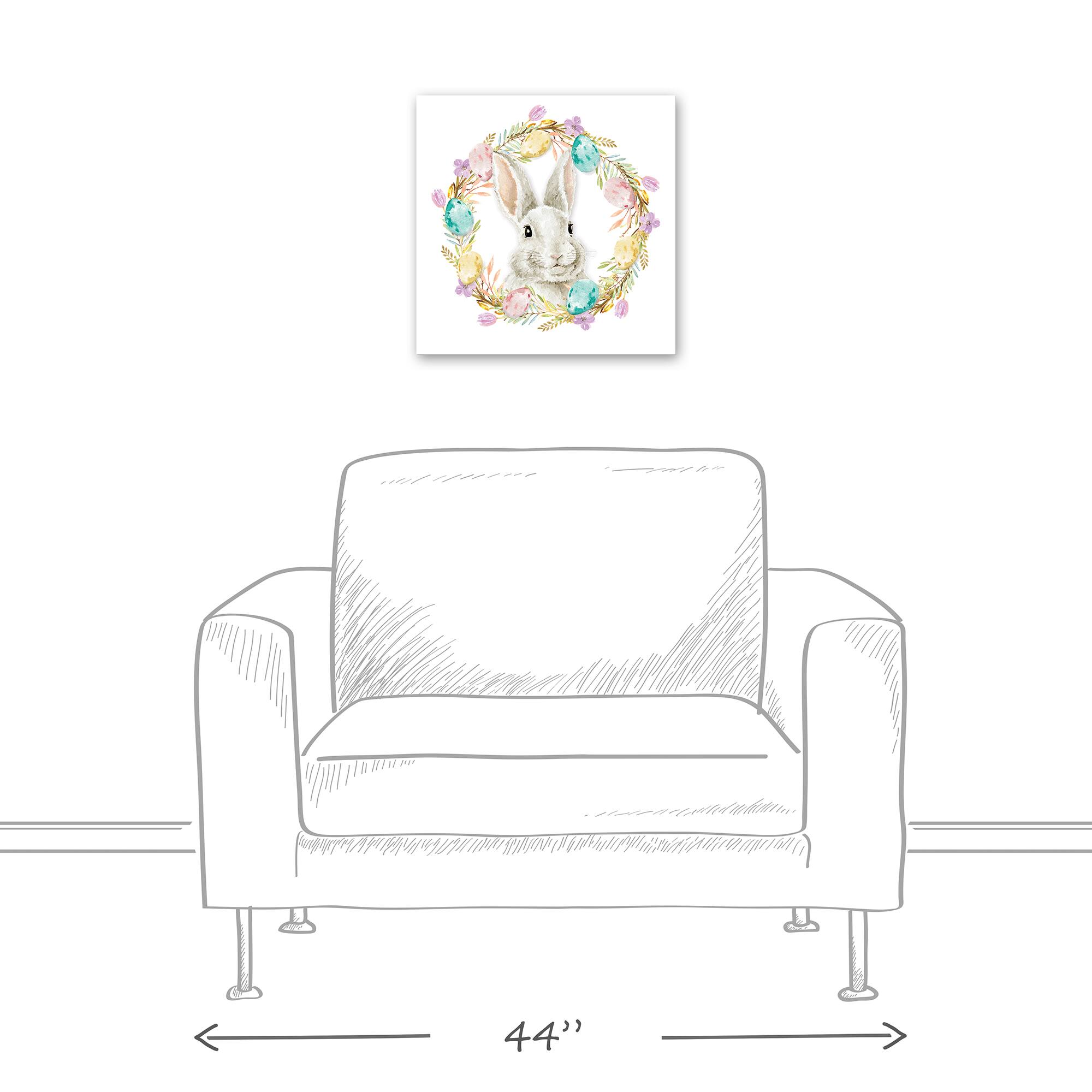Easter Bunny Wreath 16" x 16" Canvas Wall Art